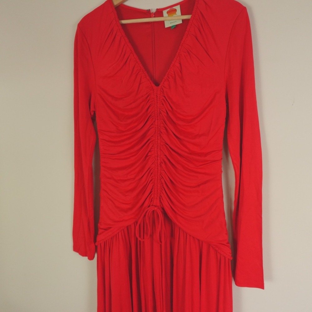Farm Rio Dress V Neck Ruched Maxi - Picture 13 of 15